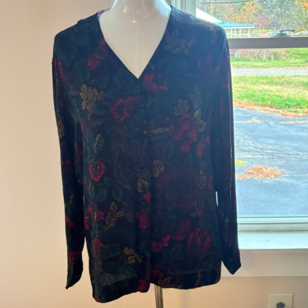 Vintage Jones New York Dark Floral Blouse